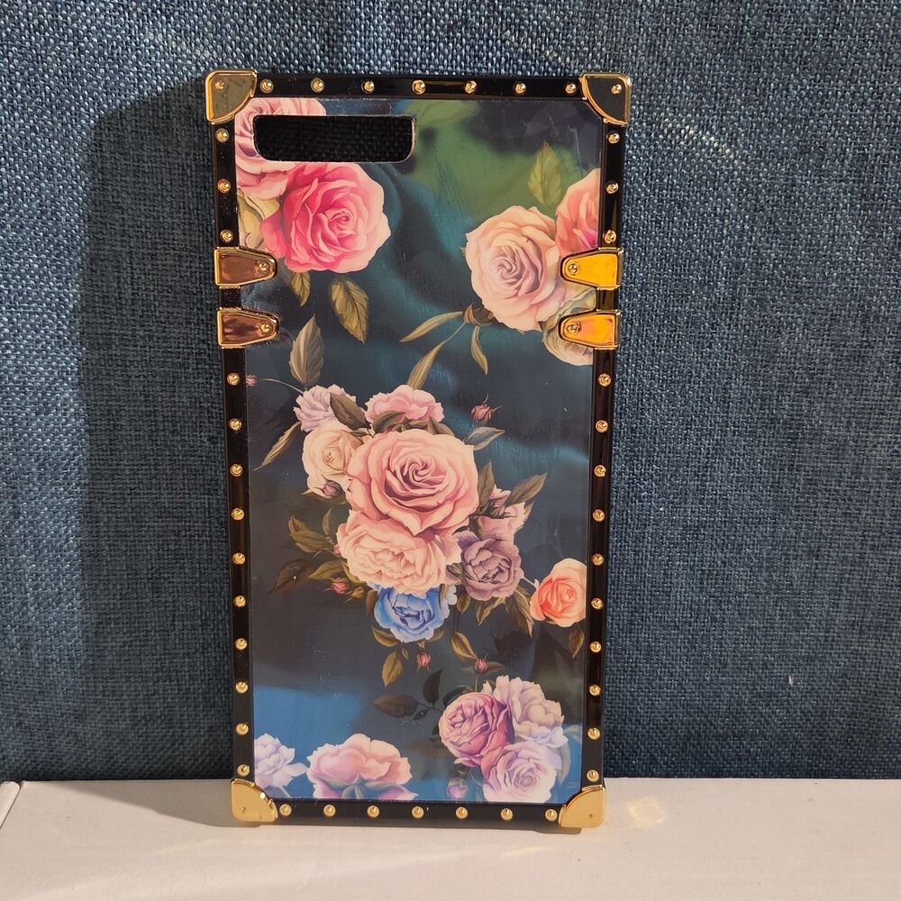 Luxury Trunk Rose Phone Case Gold Rivet Retro Cover - Picture 2 of 16
